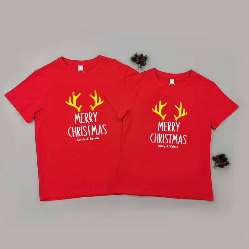 聖誕情侶 1 - 情侶/男裝/女裝圓領T-Shirt