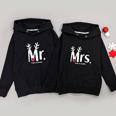 Bespoke Christmas Mr & Mrs - Couple Hooded Pullover Hoodies / Crew-neck Sweater