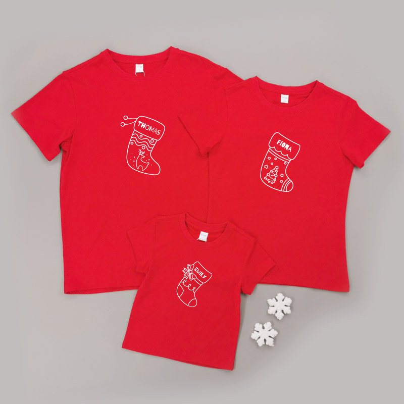 聖誕襪 - 家庭親子T-Shirt/嬰兒連身衣