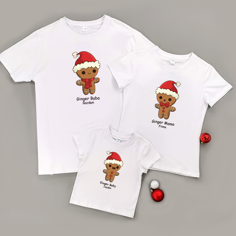 卡通薑餅人一家 - 家庭親子T-Shirt/嬰兒連身衣