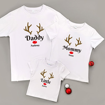 Bespoke Christmas Indeer 1 - Family / Adults / Kids T-Shirts / Baby Bodysuits