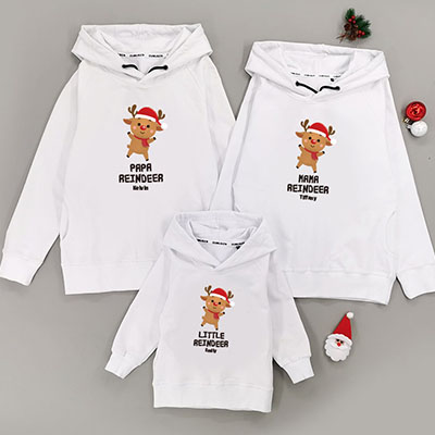 Bespoke Christmas Indeer 2 - Family -Family /Kids Hooded Pullover Hoodies / Crew-neck Sweater / Bodysuits