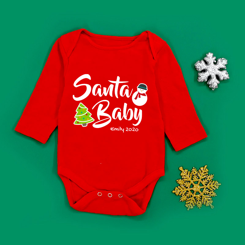 Santa Baby 1 - 自定嬰兒長袖/短袖哈衣/連身衣