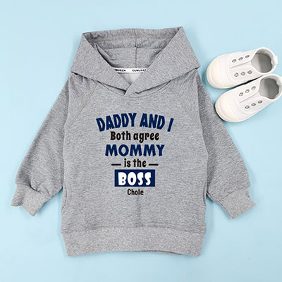 Bespoke Mommy is The Boss - Kids / Toddler - Hooded Pullover Hoodies / Crew-neck Sweater