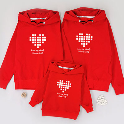 Bespoke Mosaic Heart - Family /Kids Hooded Pullover Hoodies / Crew-neck Sweater / Bodysuits
