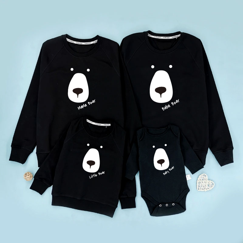 熊熊家族 - 自定家庭親子帶帽衛衣/圓領衛衣/嬰兒連身衣