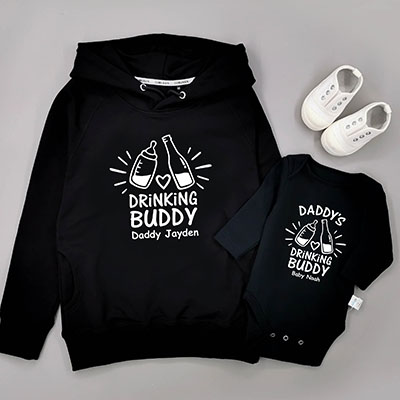 Bespoke Drinking Buddy - Family /Kids Hooded Pullover Hoodies / Crew-neck Sweater / Bodysuits