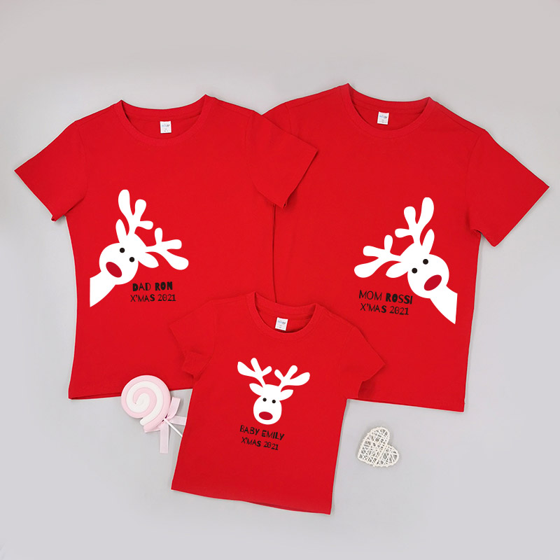 小鹿家族 - 自定家庭親子T-Shirt/嬰兒連身衣