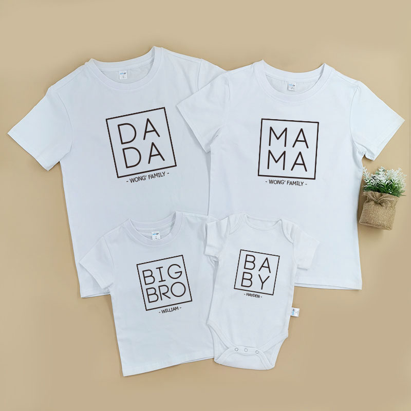 方框家族 - 自定家庭親子T-Shirt/嬰兒連身衣
