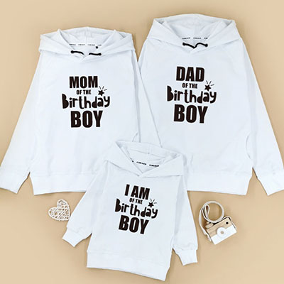 Bespoke Birthday Boy - Family /Kids Hooded Pullover Hoodies / Crew-neck Sweater / Bodysuits