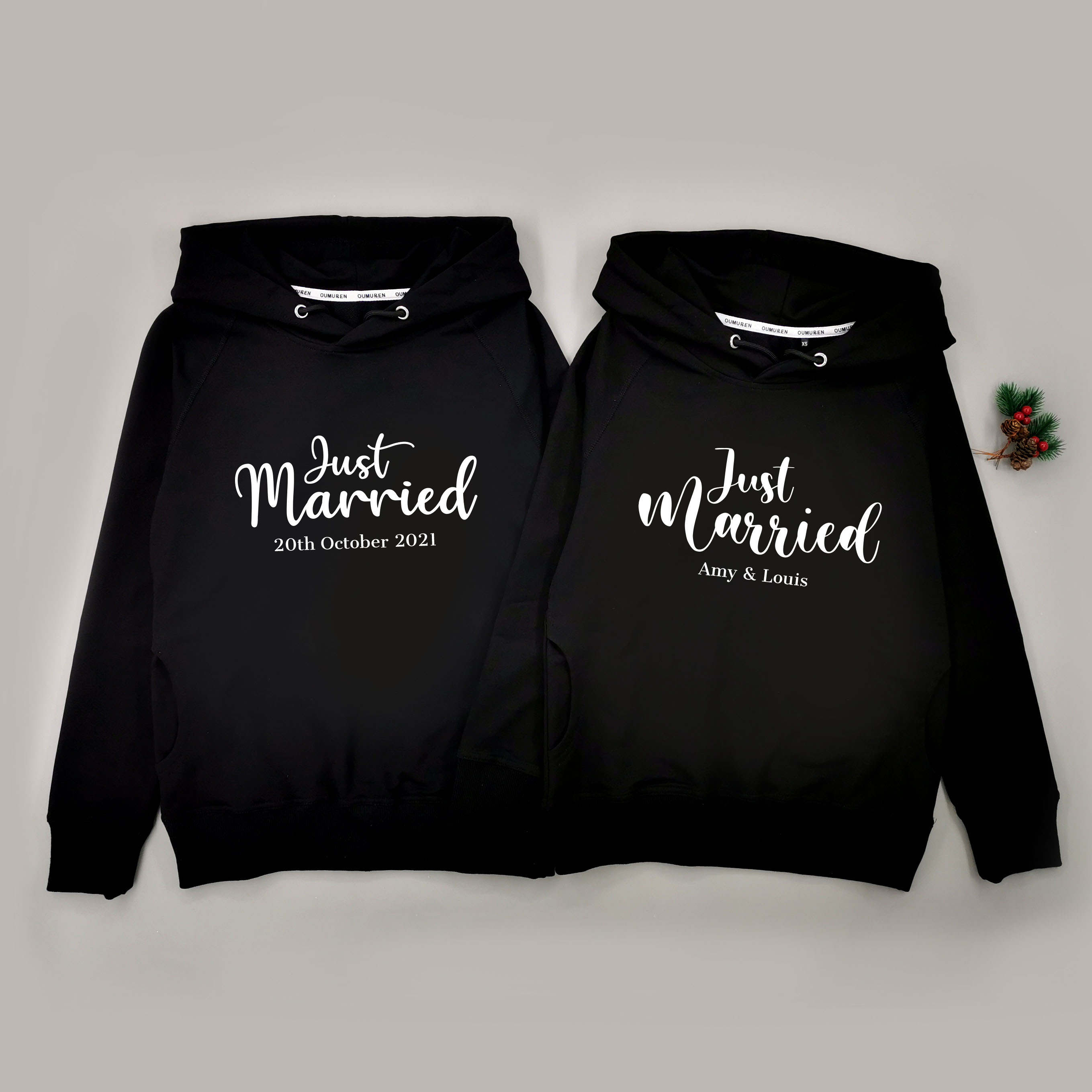 Just Married - 情侶帶帽衛衣/圓領衛衣