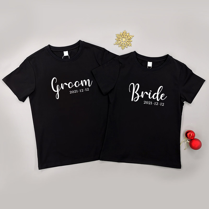 Groom & Bride 4 - 情侶/男裝/女裝圓領T-Shirt