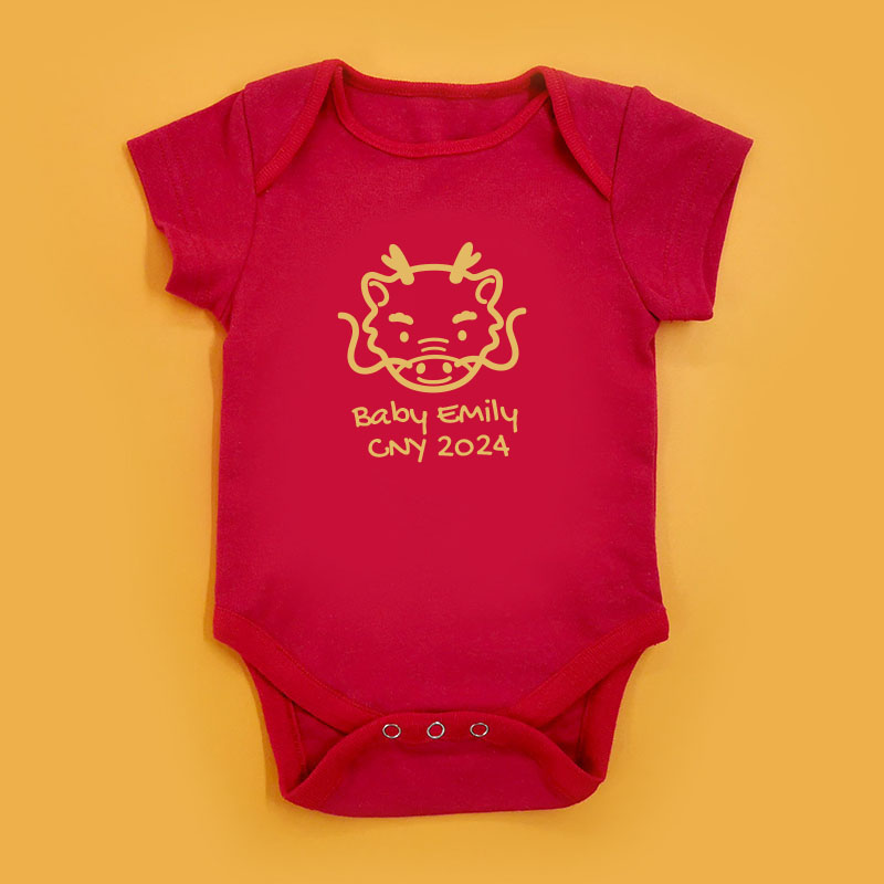 金色牛牛設計 - 自定嬰兒長袖/短袖哈衣/連身衣