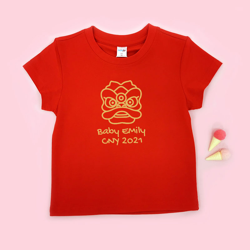 金色中國風舞獅設計 - 自訂童裝/小童T-Shirt