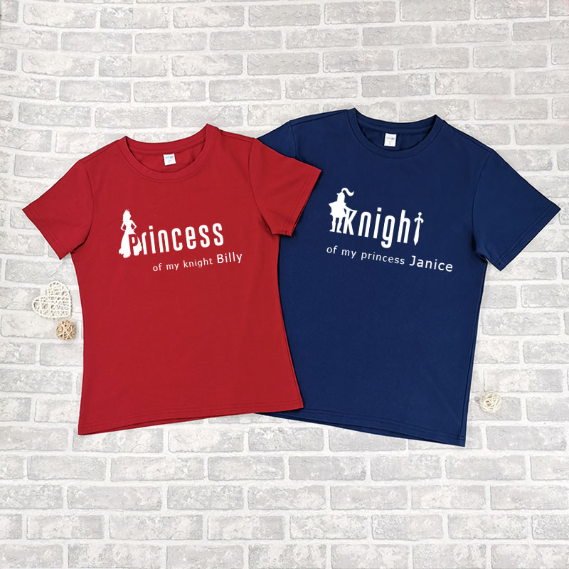 騎仕與公主剪影 - 情侶/男裝/女裝圓領T-Shirt