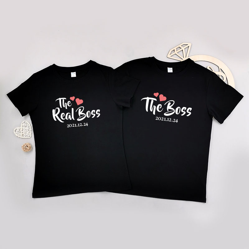 The Real Boss 情人節版本 - 情侶/男裝/女裝圓領T-Shirt
