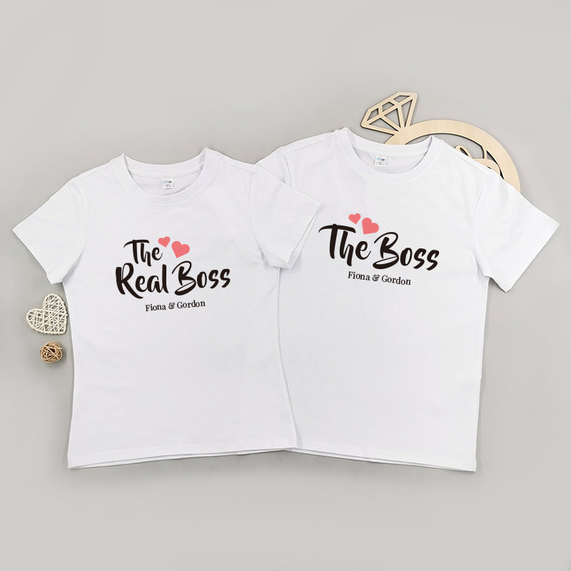 The Real Boss 情人節版本 - 情侶/男裝/女裝圓領T-Shirt