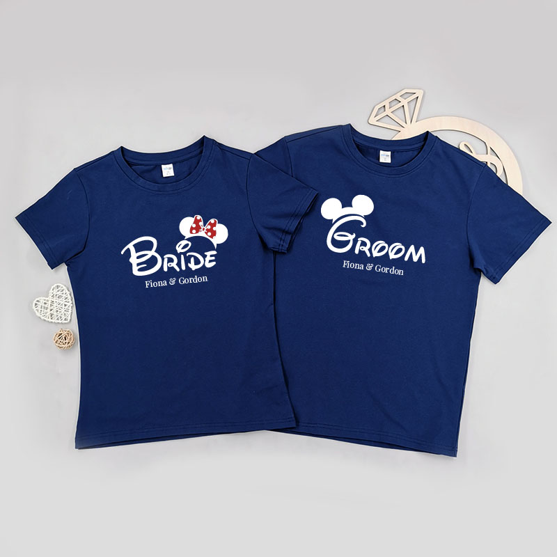 Groom & Bride 米奇版 - 情侶/男裝/女裝圓領T-Shirt