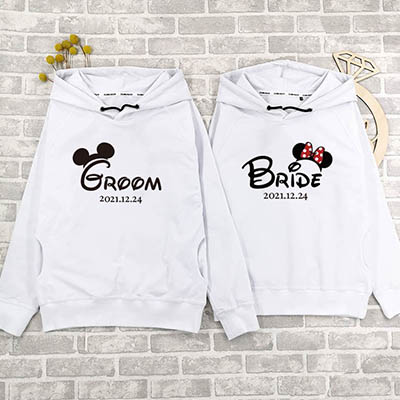 Bespoke Groom & Bride Mickey Version - Couple Hooded Pullover Hoodies / Crew-neck Sweater
