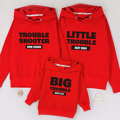 Bespoke Trouble - Family /Kids Hooded Pullover Hoodies / Crew-neck Sweater / Bodysuits