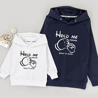 Bespoke Hold My Hand Forever - Family /Kids Hooded Pullover Hoodies / Crew-neck Sweater / Bodysuits