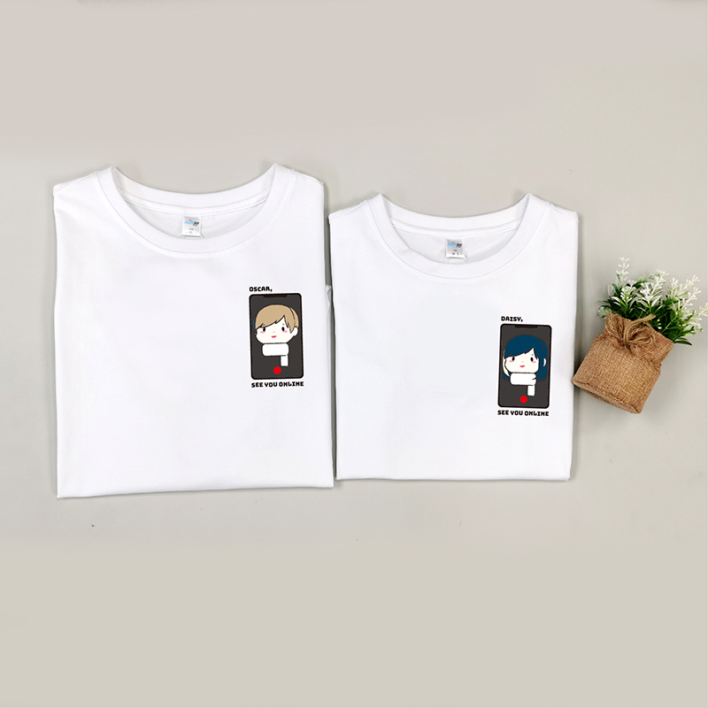 網上相見 - 情侶/男裝/女裝圓領T-Shirt