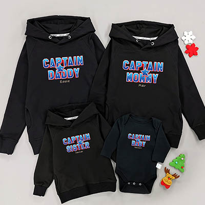 Bespoke Marvel Family - Family /Kids Hooded Pullover Hoodies / Crew-neck Sweater / Bodysuits