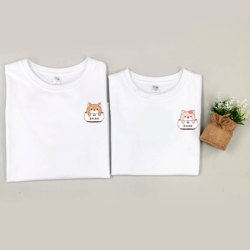 柴犬情侶 - 情侶/男裝/女裝圓領T-Shirt