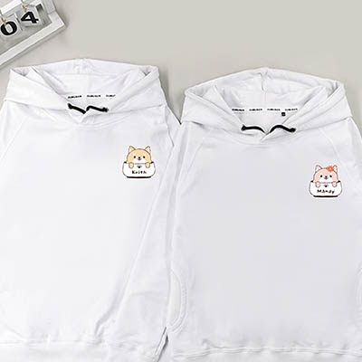 Bespoke Shiba Couple - Hooded Couple Hooded Pullover Hoodies / Crew-neck Sweater