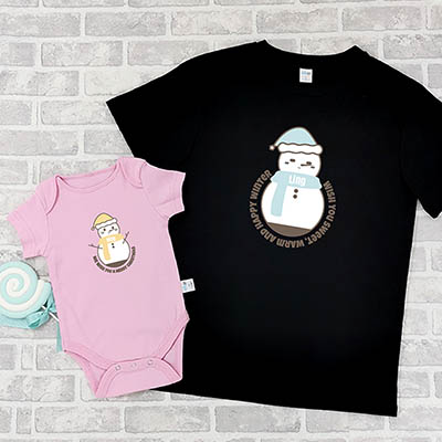 Bespoke Christmas Snowman - Family / Adults / Kids T-Shirts / Baby Bodysuits