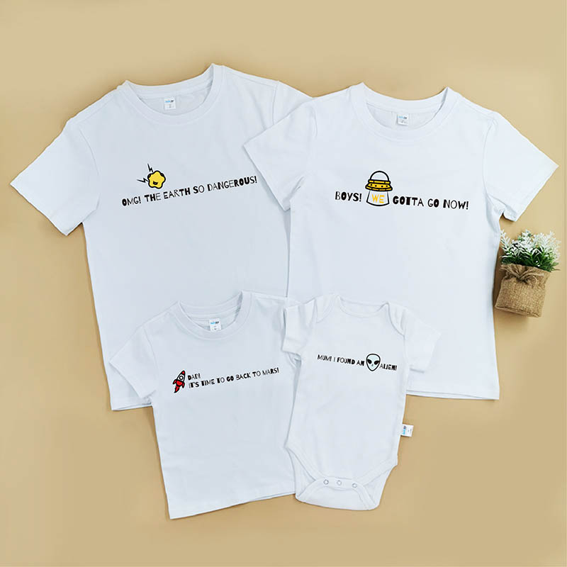 太空 - 自定家庭親子T-Shirt/嬰兒連身衣