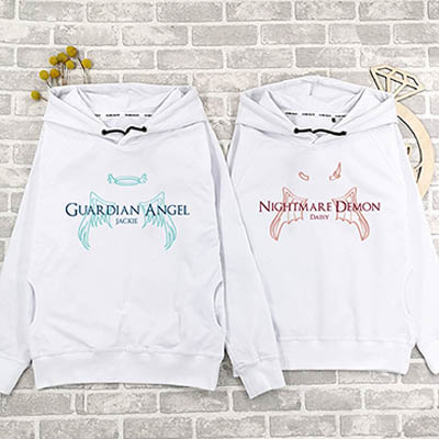 Bespoke Angel And Demon - Hooded Couple Hooded Pullover Hoodies / Crew-neck Sweater