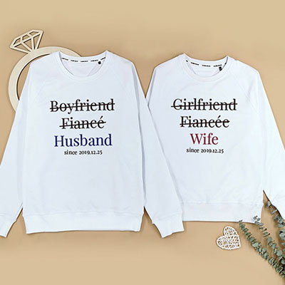 Bespoke Husband and wife - Couple Hooded Pullover Hoodies / Crew-neck Sweater