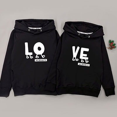 Bespoke Love date - Couple Hooded Pullover Hoodies / Crew-neck Sweater