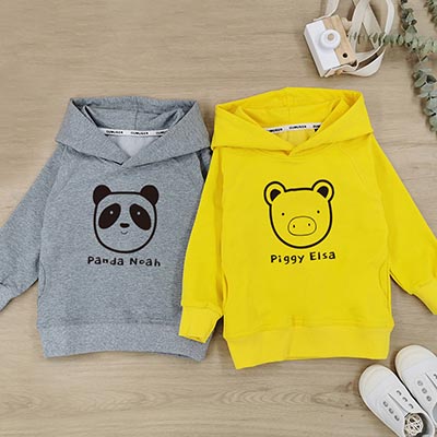 Bespoke Panda and pig - Kids / Toddler - Hooded Pullover Hoodies / Crew-neck Sweater