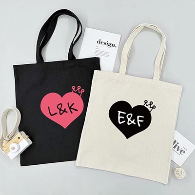 Bespoke Love Heart with Initials - Eco-Friendly Tote Bag